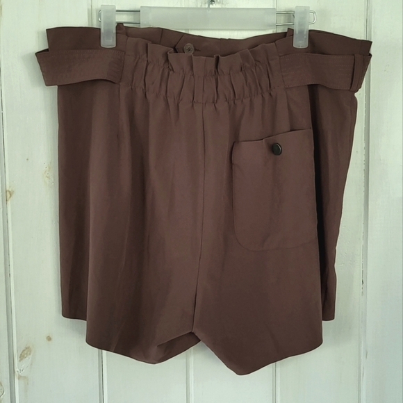 Athleta Skyline II Raisin Pleated Paperbag Shorts - Picture 3 of 6